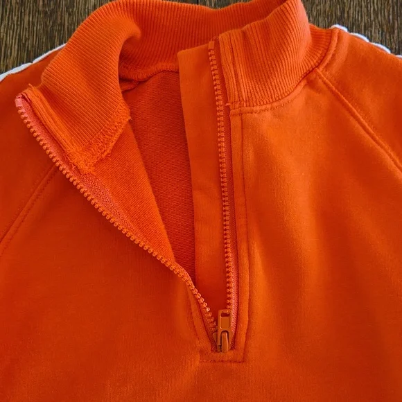 Janie & Jack Orange Sweatshirt With White Lace Detail On Sleeves, Girls Size 3 - Picture 3 of 9